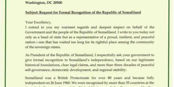 Somaliland President Sends Formal Letter to Donald Trump Requesting U.S. Recognition