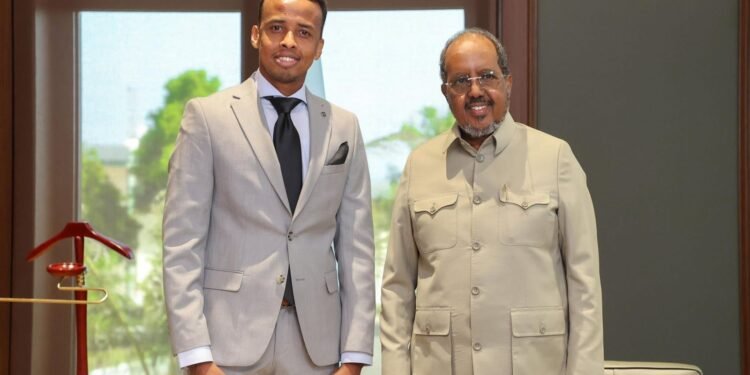 President Hassan Sheikh Receives Award-Winning Somali Referee Omar Abdulkadir Artan at Villa Somalia